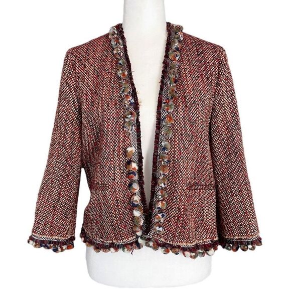 Zara Tweed Pom Pom Blazer Multicolor - Picture 1 of 6